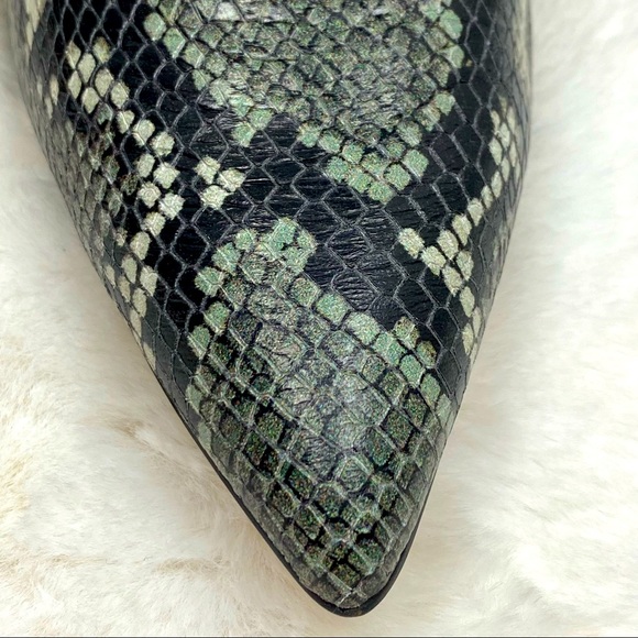 Sam Edelman Raelle Ankle Boot Snake Skin Sz. 8M NWB Green/Black Pointed Toe Shoe - Picture 8 of 11